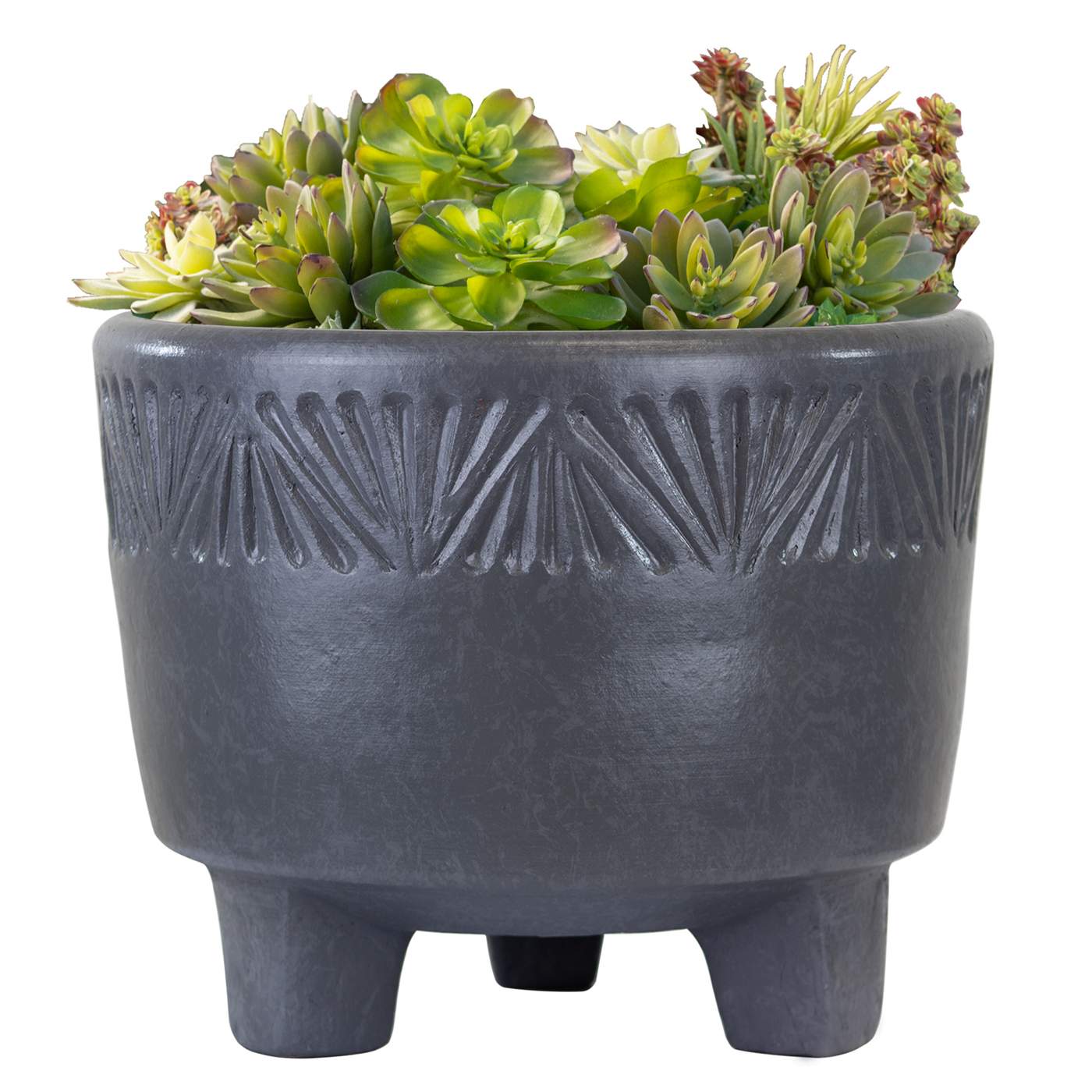 Trendspot Zona Footed Bowl Clay Planter Charcoal Shop Pots & planters at HEB