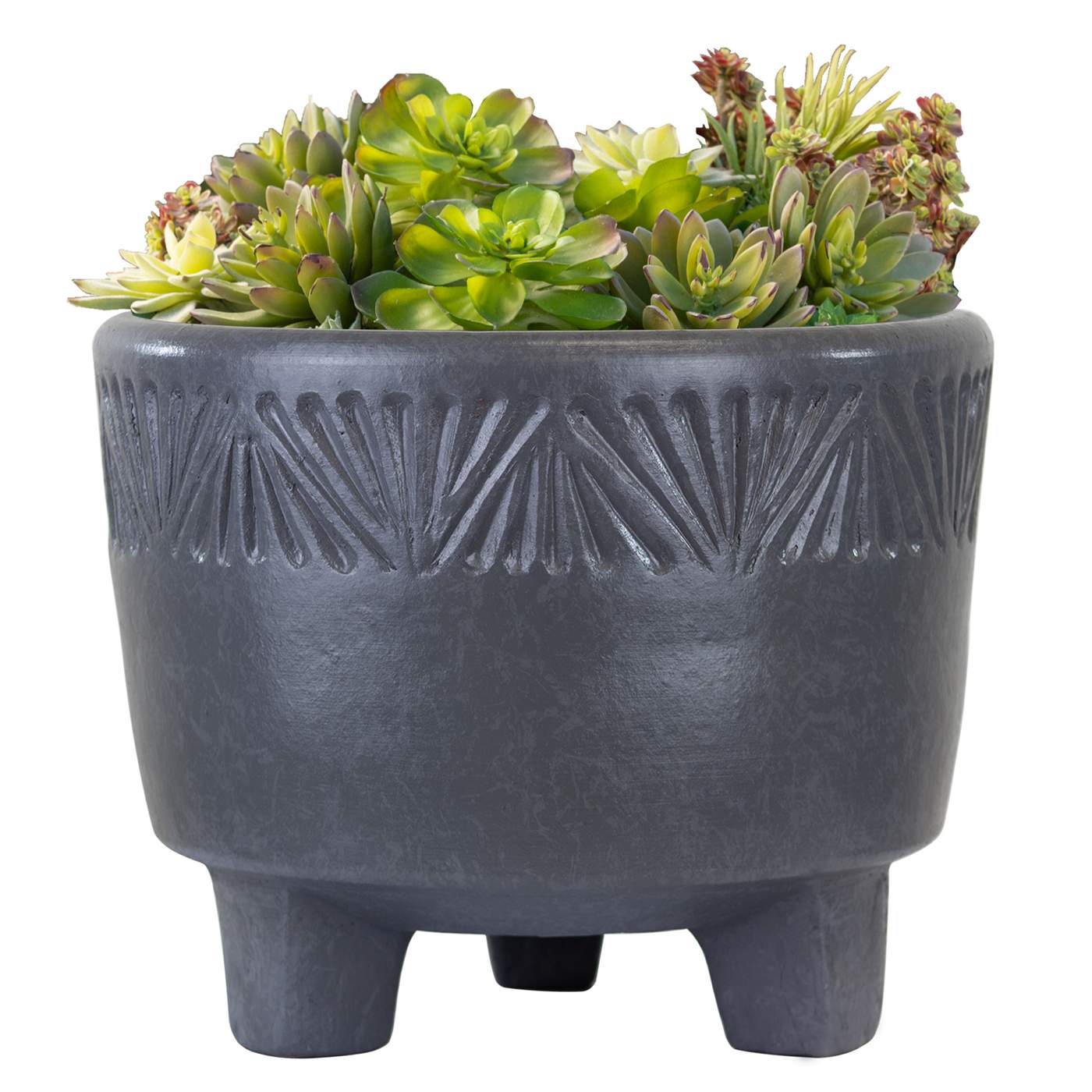 Trendspot Zona Footed Bowl Clay Planter - Charcoal; image 5 of 5