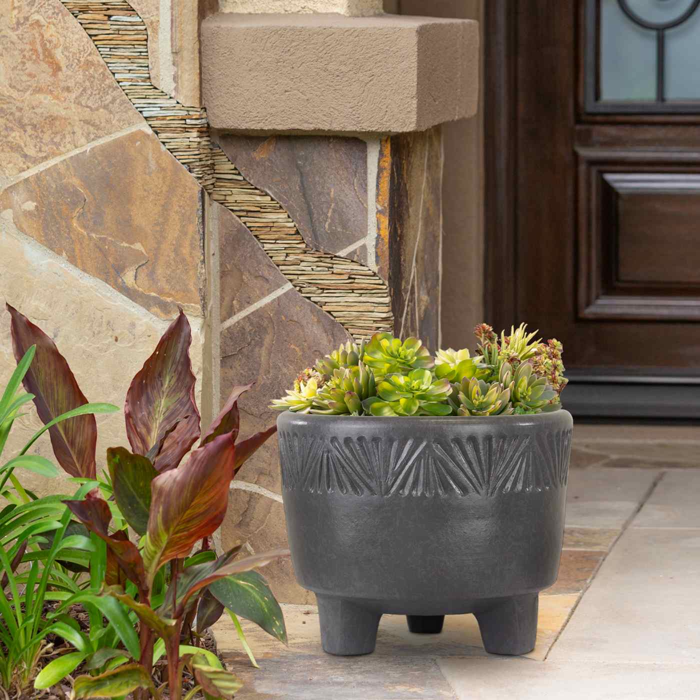 Trendspot Zona Footed Bowl Clay Planter - Charcoal; image 5 of 5