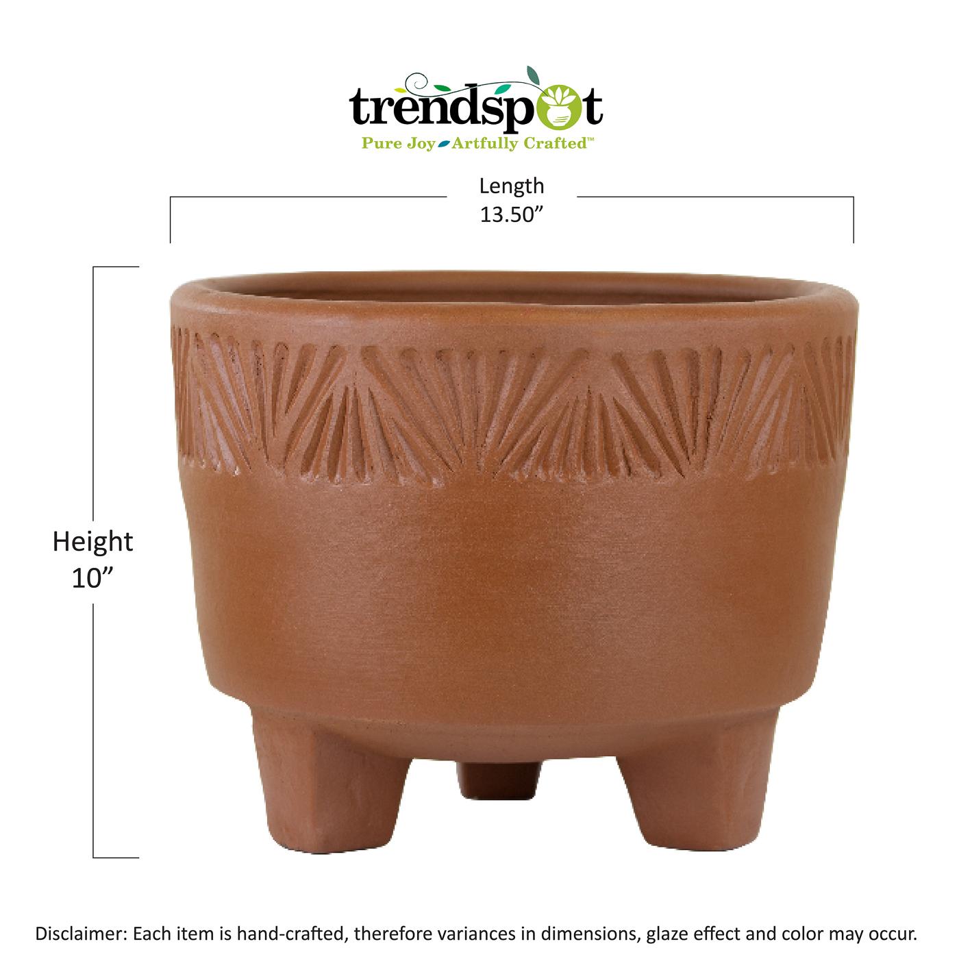 Trendspot 12.5-in W x 10-in H Terra Cotta Clay Outdoor Planter in