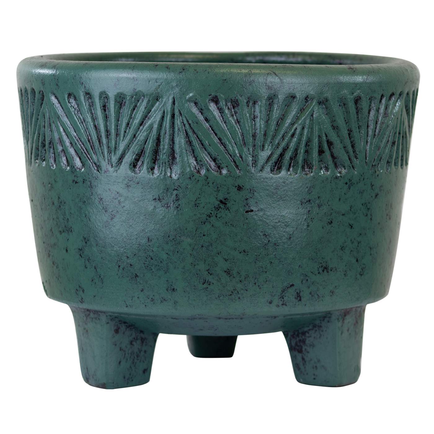 Trendspot Zona Footed Bowl Clay Planter Teal Shop Pots & planters at HEB