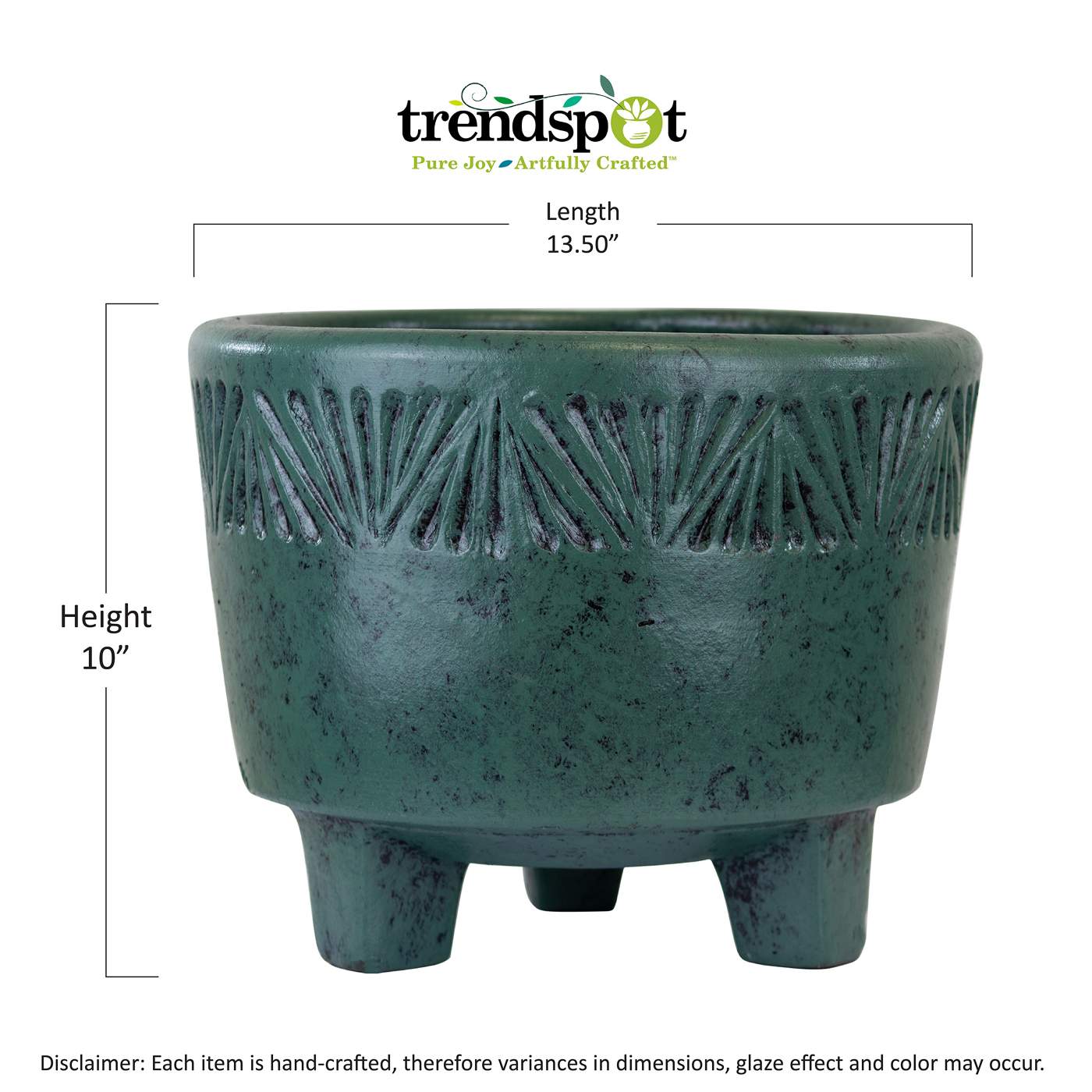 Trendspot Zona Footed Bowl Clay Planter Teal Shop Pots & planters at HEB