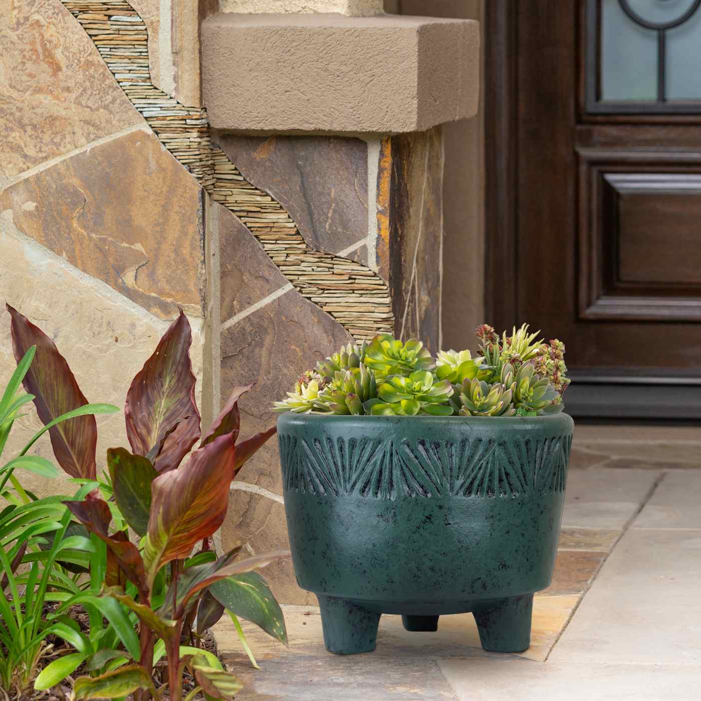 Trendspot Zona Footed Bowl Clay Planter Teal Shop Pots & Planters
