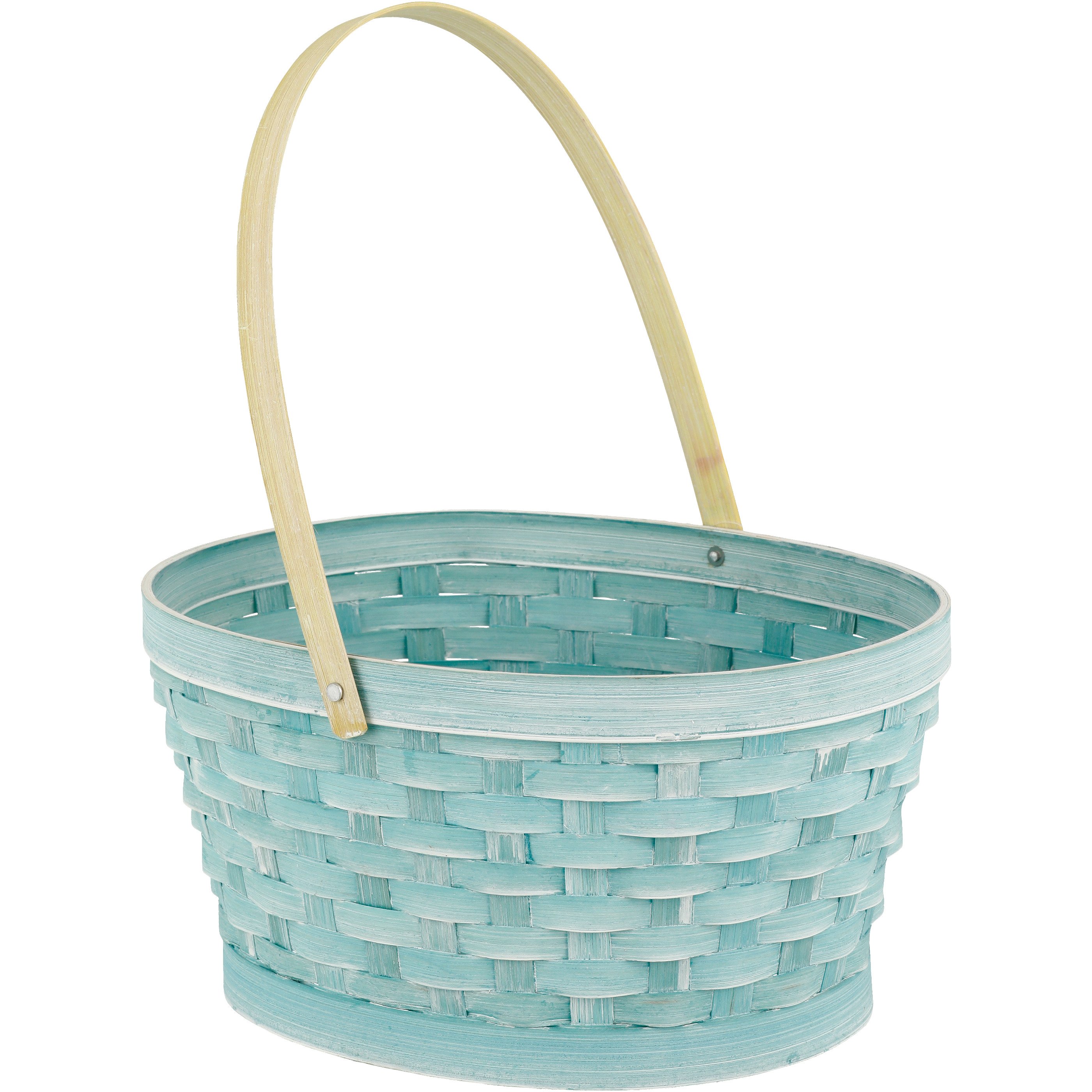 Destination Holiday Woven Bamboo Oval Easter Basket Blue Shop Seasonal decor at HEB
