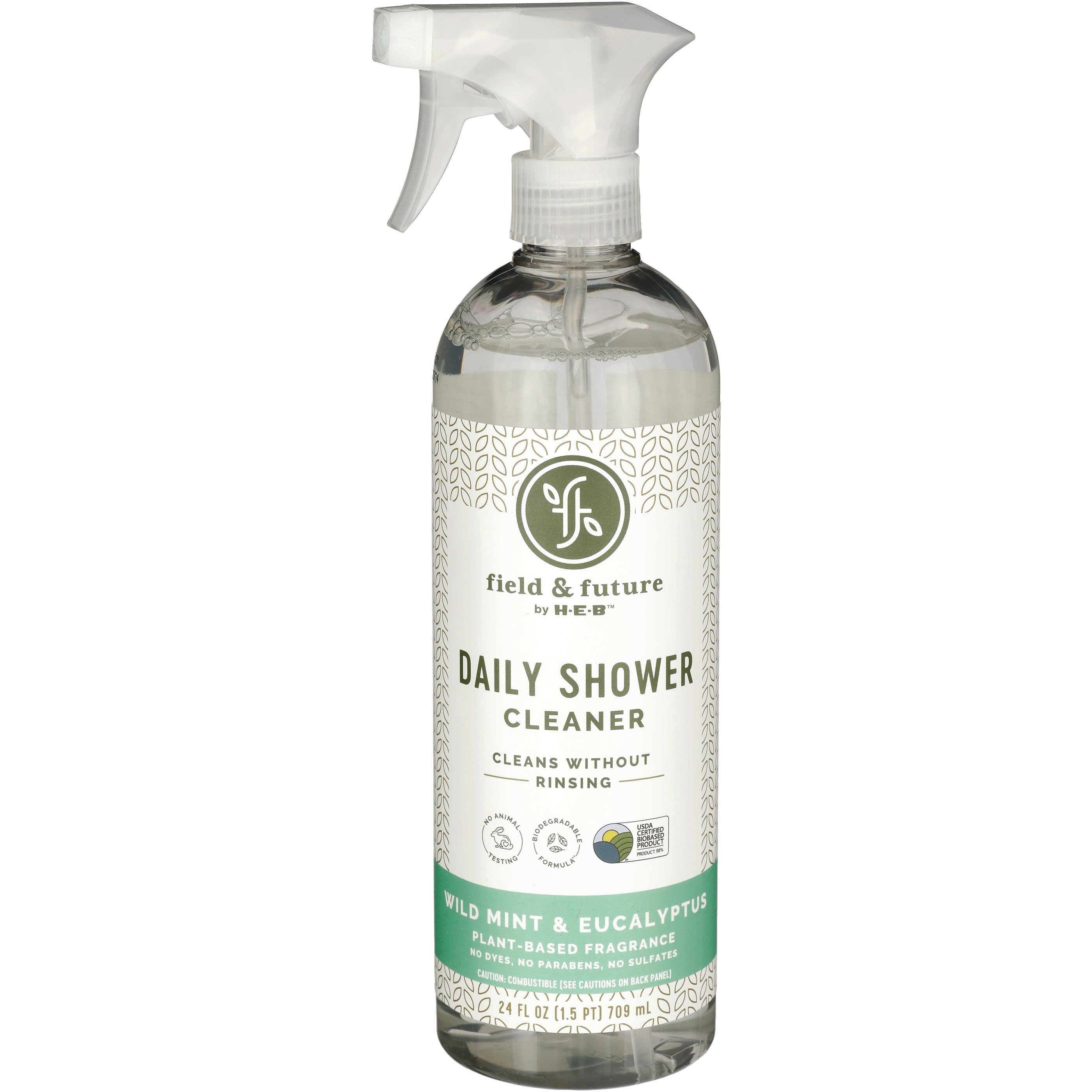 Field & Future by H-E-B Daily Shower Cleaner - Wild Mint & Eucalyptus, 24 fl oz