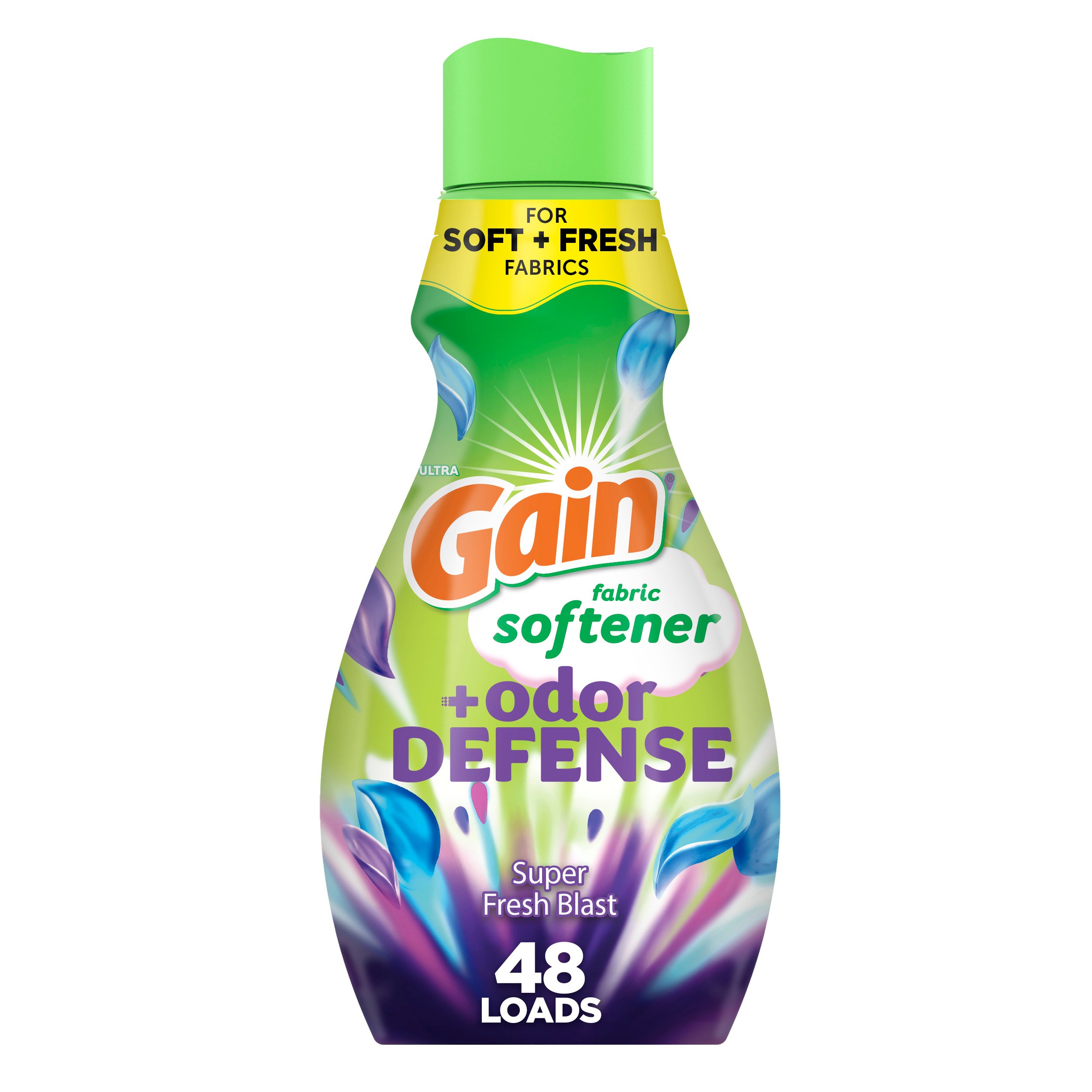 Gain + Odor Defense Liquid Fabric Softener, 48 Loads Super Fresh