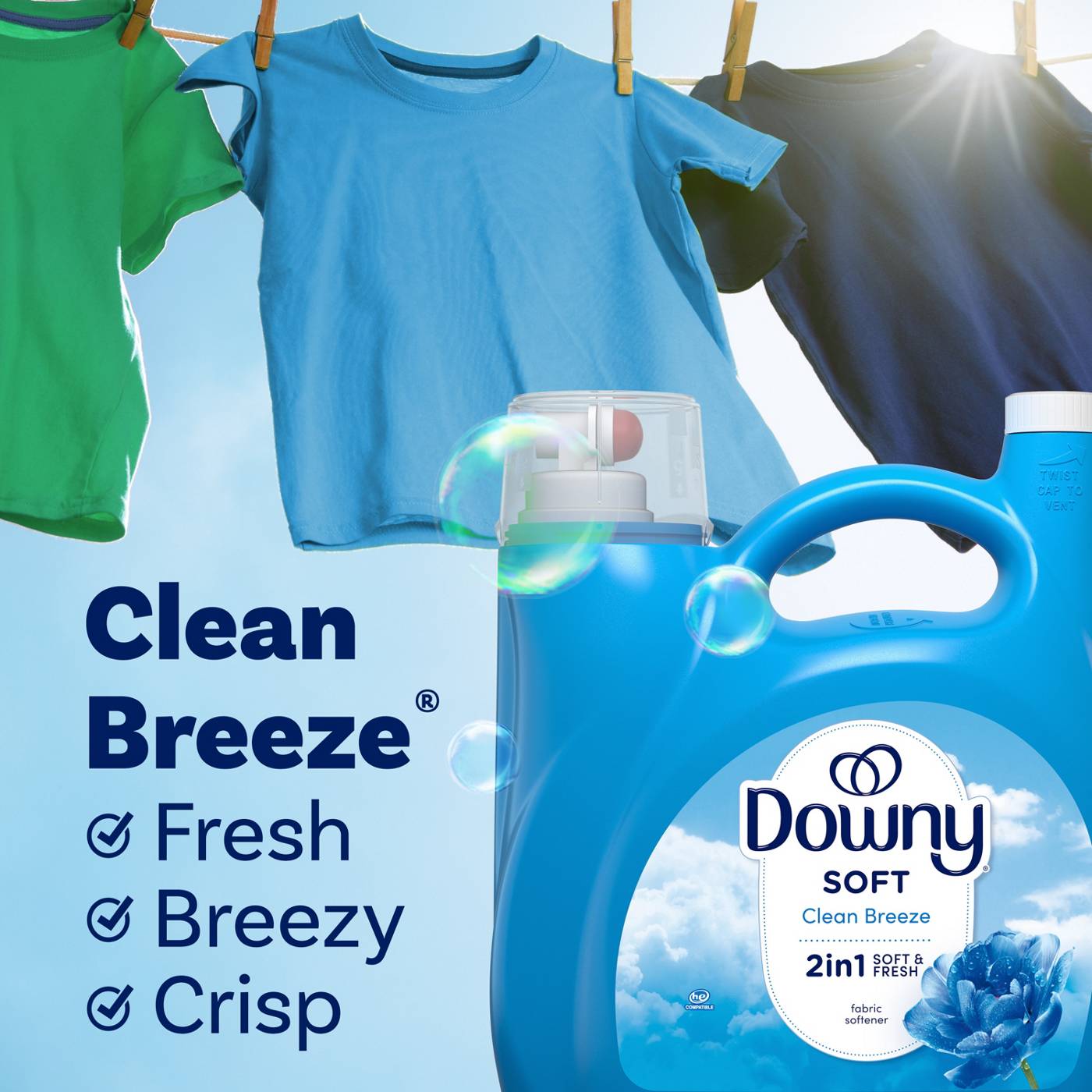 Downy Ultra HE Liquid Fabric Conditioner, 190 Loads - Clean Breeze; image 5 of 9