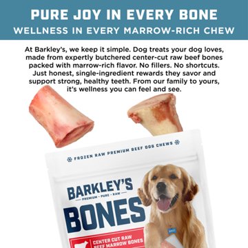 Barkley's Bag Raw Marrow Bones- Natural Dog Treats, 4 ct