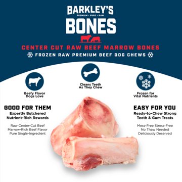 Barkley's Bag Raw Marrow Bones- Natural Dog Treats, 4 ct