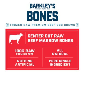 Barkley's Bag Raw Marrow Bones- Natural Dog Treats, 4 ct
