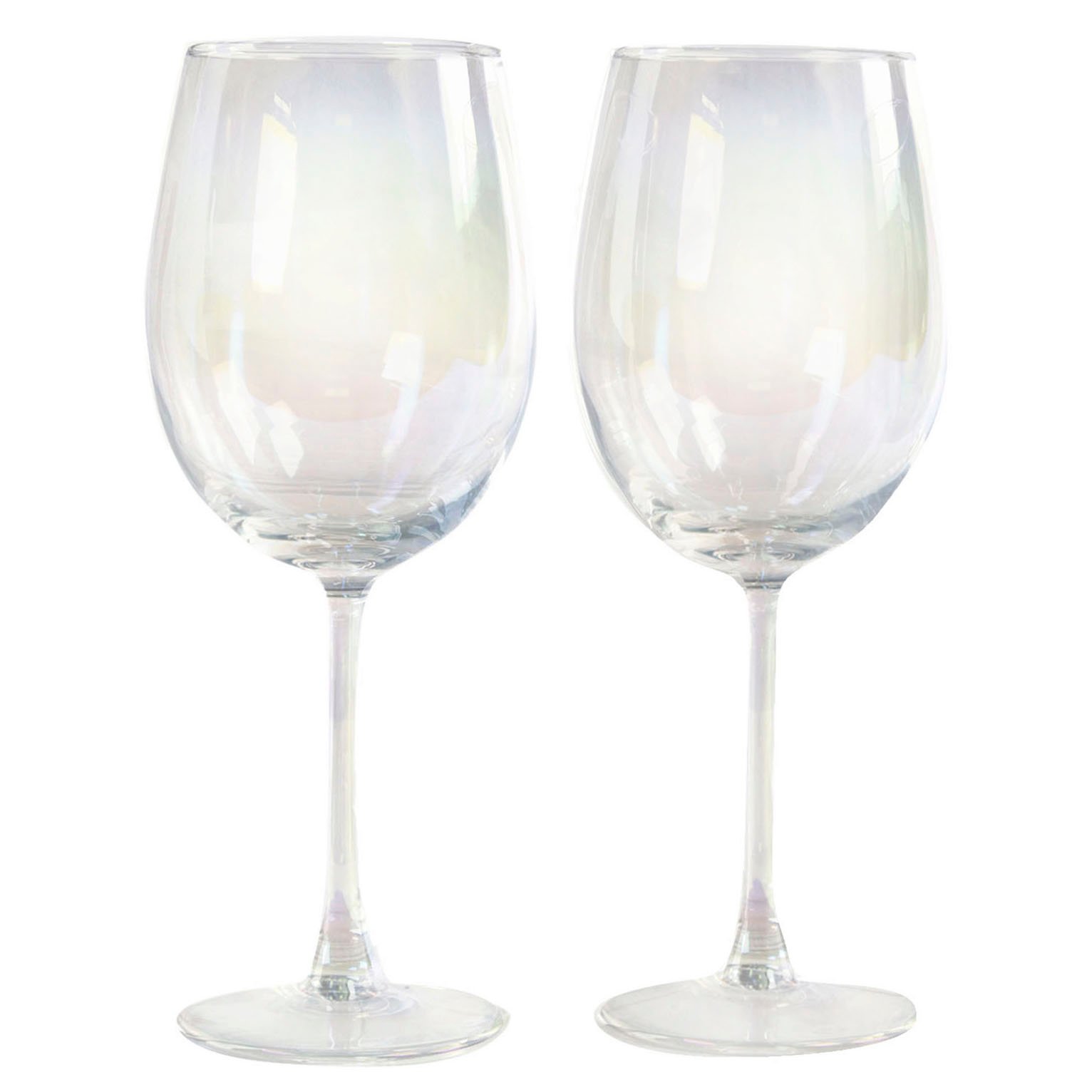 Circle Glass 2 Luster Stemmed Goblet Wine Glasses White Pearl Shop