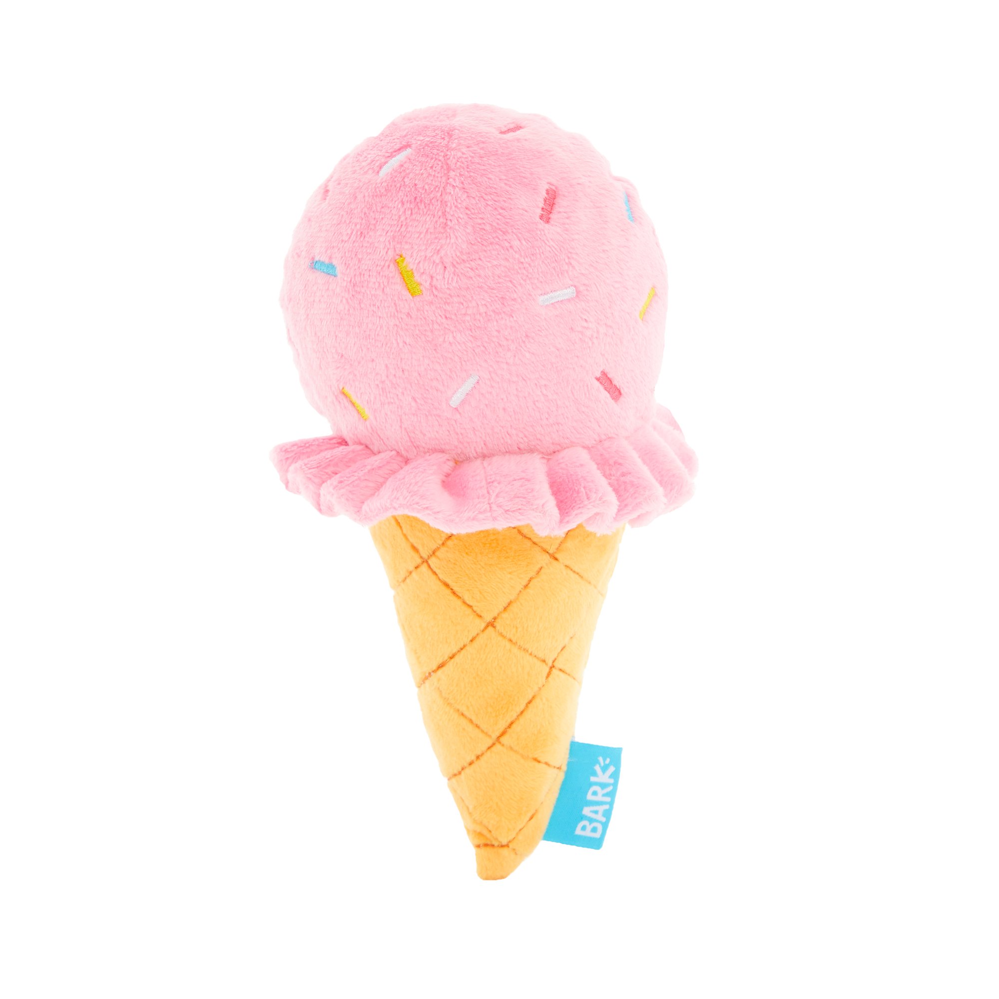 Plush ice cream shop cone dog toy