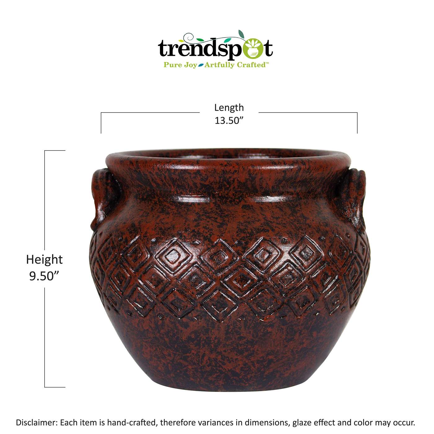 Trendspot Tulum Bean Pot Clay Planter -  - Red; image 3 of 5