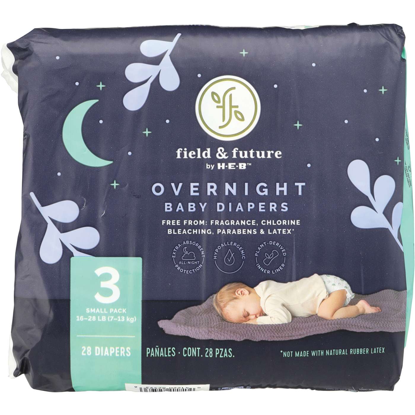 Field & Future by H-E-B Small Pack Baby Overnight Diapers - Size 3; image 1 of 2
