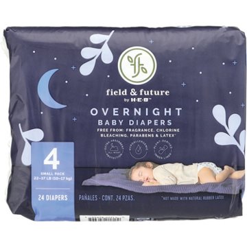 Field & Future by H-E-B Small Pack Baby Overnight Diapers - Size 4, 24 ct