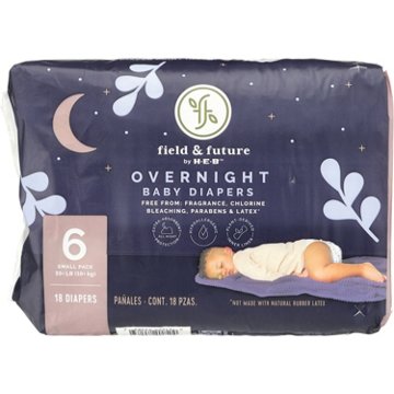 Field & Future by H-E-B Small Pack Baby Overnight Diapers - Size 6, 18 ct