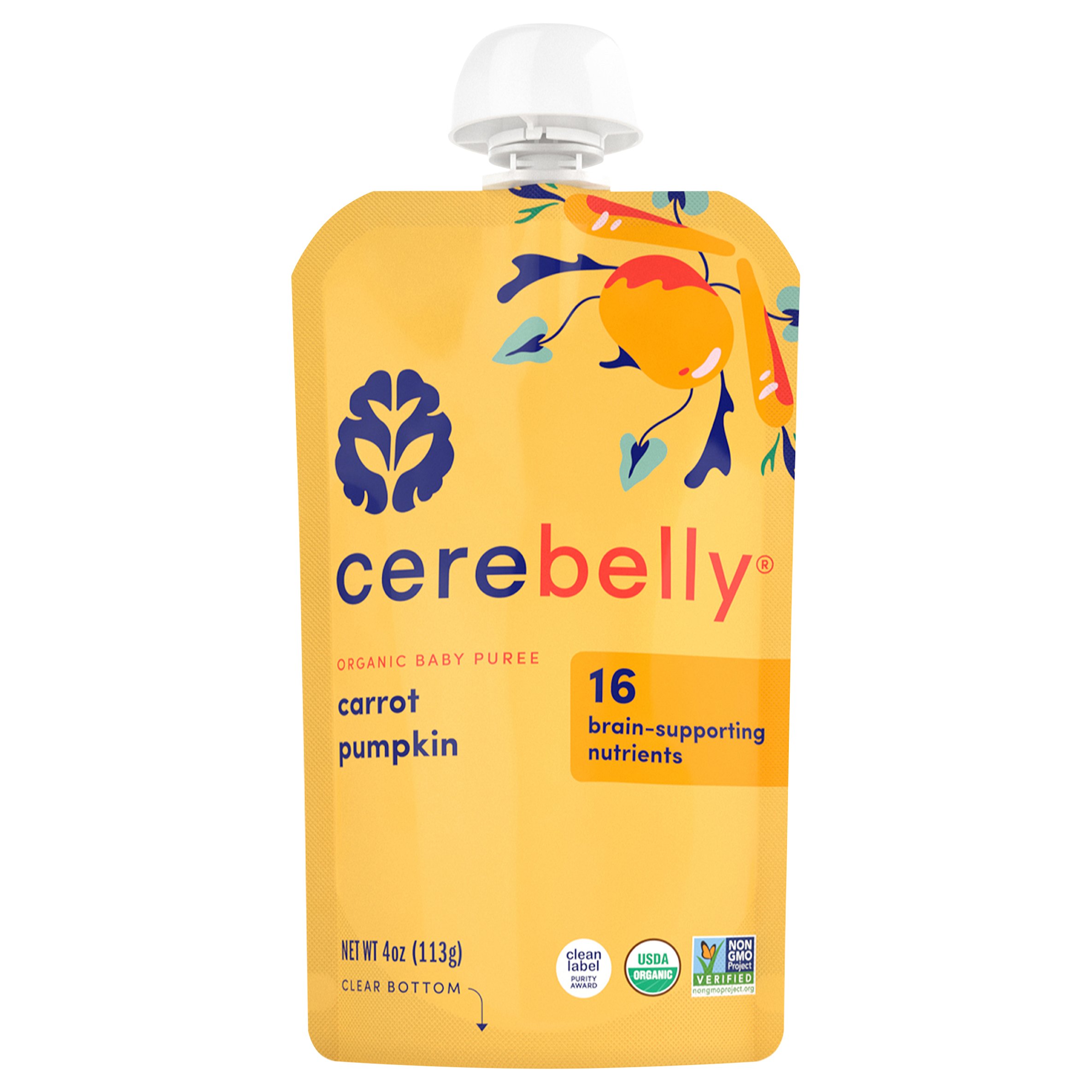Cerebelly Organic Baby Puree Pouch - Carrot Pumpkin, 4 oz