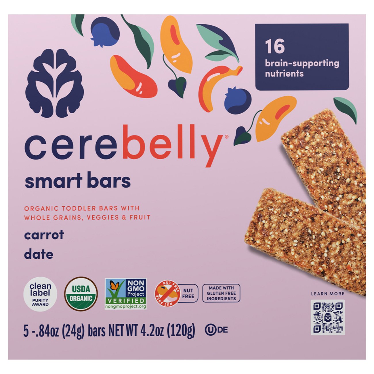 Cerebelly Organic Carrot Date Smart Bars , 5 ct | Central