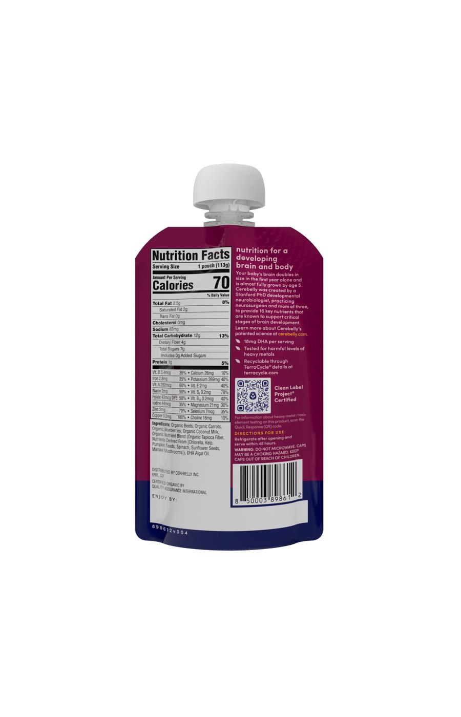 Cerebelly Organic Baby Puree Pouch - Beet Carrot Blueberry with Coconut Milk; image 2 of 7