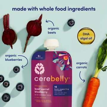 Cerebelly Organic Baby Puree Pouch - Beet Carrot Blueberry with Coconut Milk, 4 oz