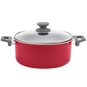 our goods Stock Pot with Glass Lid - Scarlet Red, 5 qt