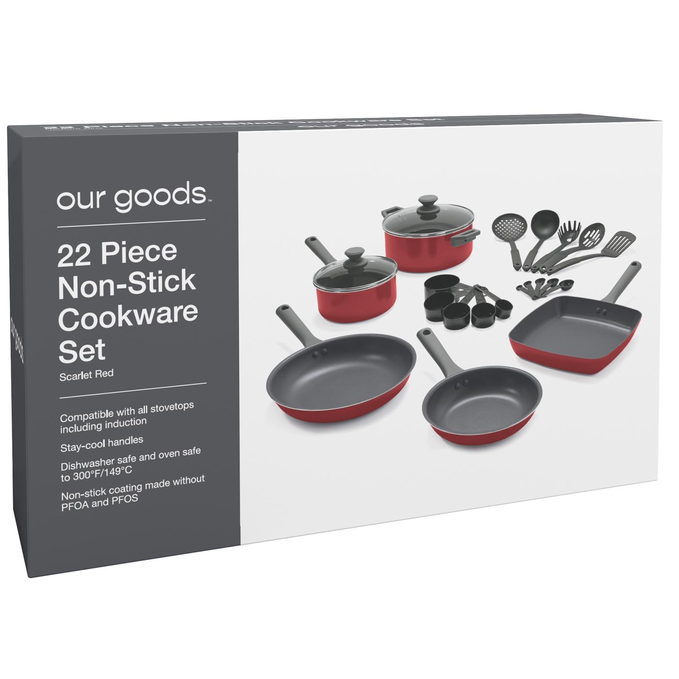 our goods Non-Stick Cookware Set - Scarlet Red; image 2 of 2