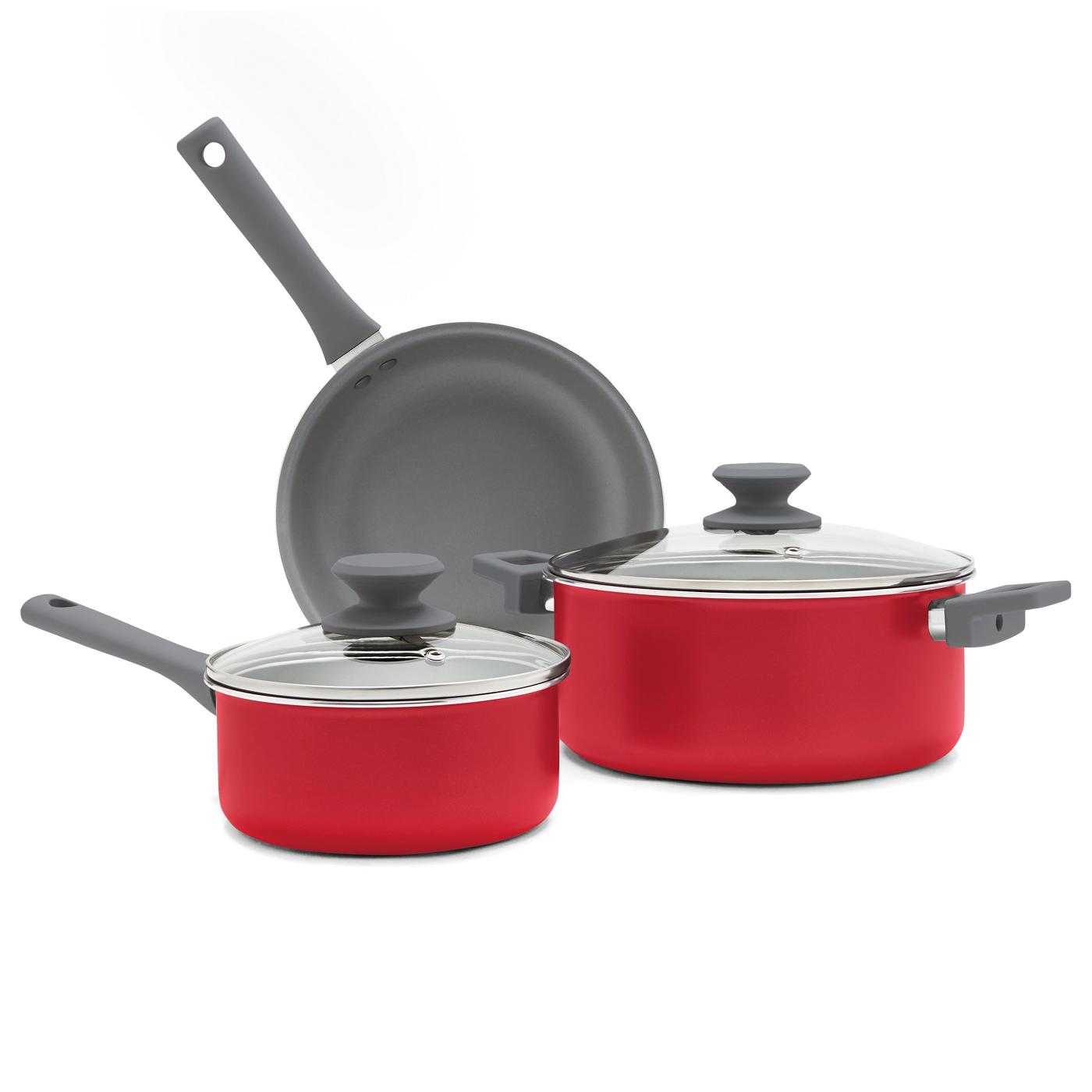 our goods Non-Stick Cookware Set - Scarlet Red; image 1 of 2