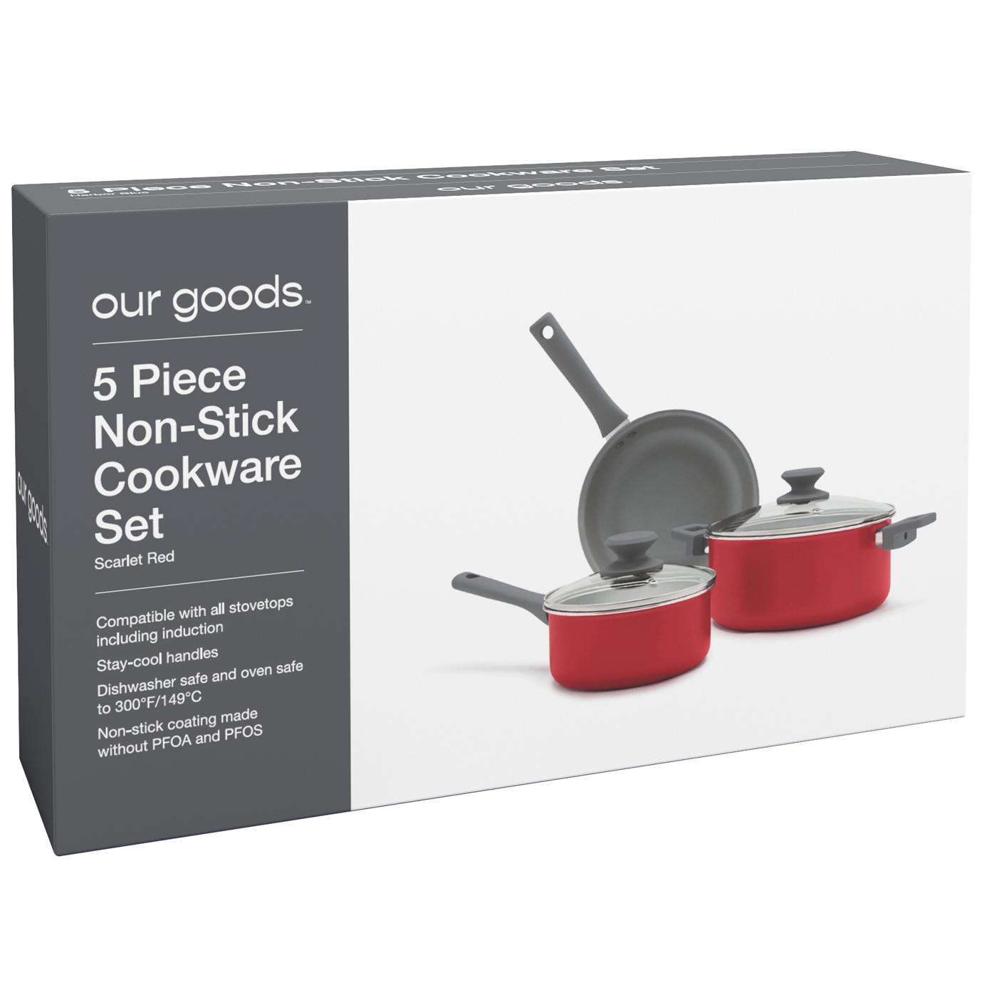 our goods Non-Stick Cookware Set - Scarlet Red; image 2 of 2