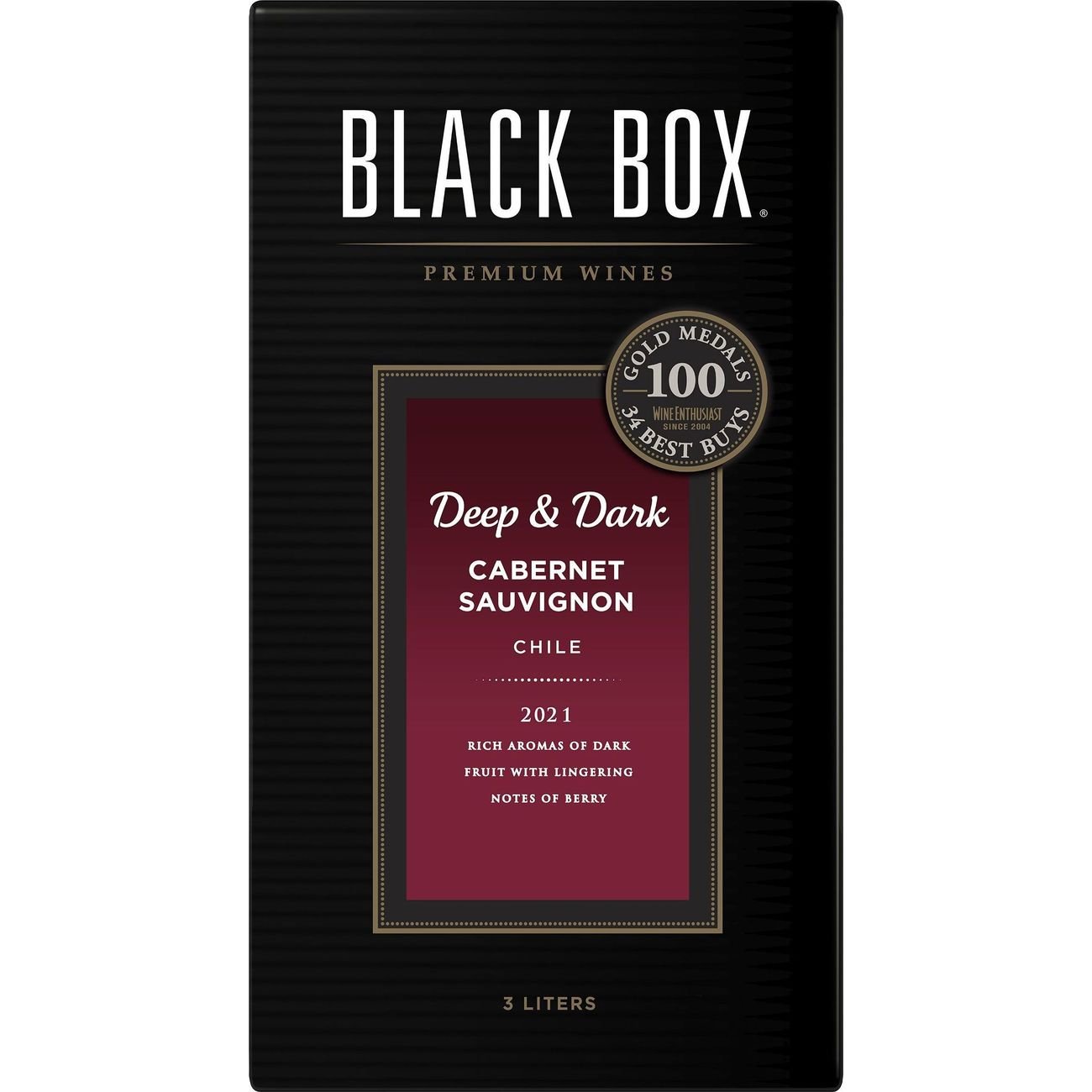 Black Box Deep & Dark Cabernet Sauvignon Chile Box Red Wine, 3 L