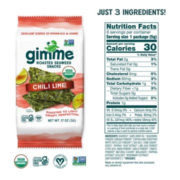 gimme Roasted Seaweed Snack Packs - Chili Lime