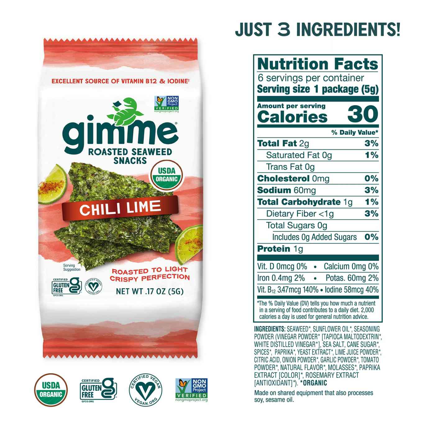 Gimme Roasted Seaweed Snacks Chili Lime; image 7 of 9