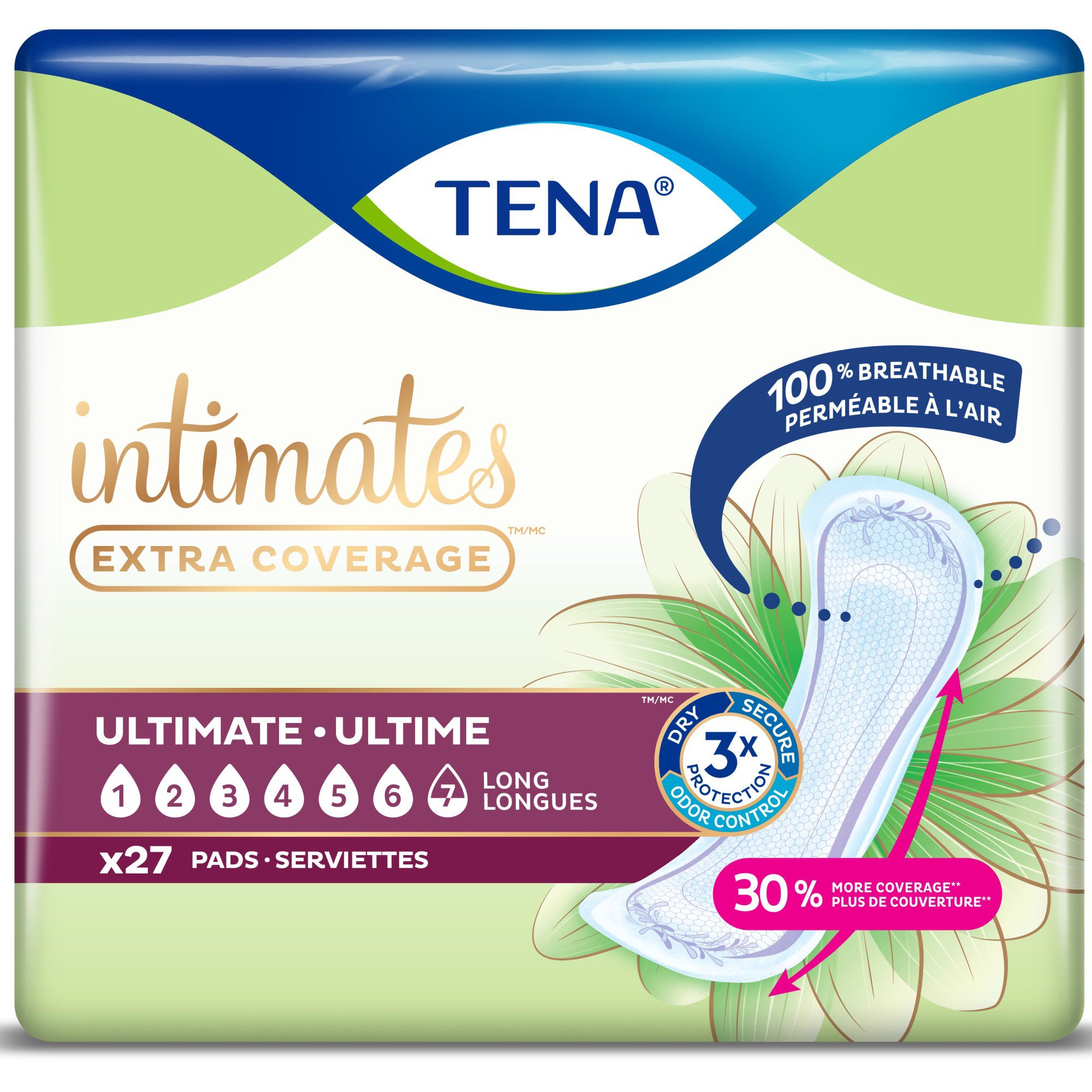 Tena Intimates Extra Coverage Ultimate Incontinence Long Pads