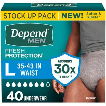 Depend Fresh Protection Men's Adult Incontinence Underwear, L, Grey