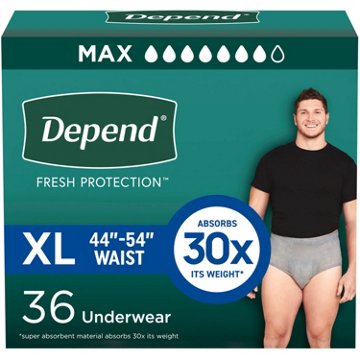 Depend Fresh Protection Men's Adult Incontinence Underwear - XL, Grey