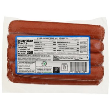 H-E-B Texas Heritage Jumbo Beef Hot Dogs - 1/4 lb