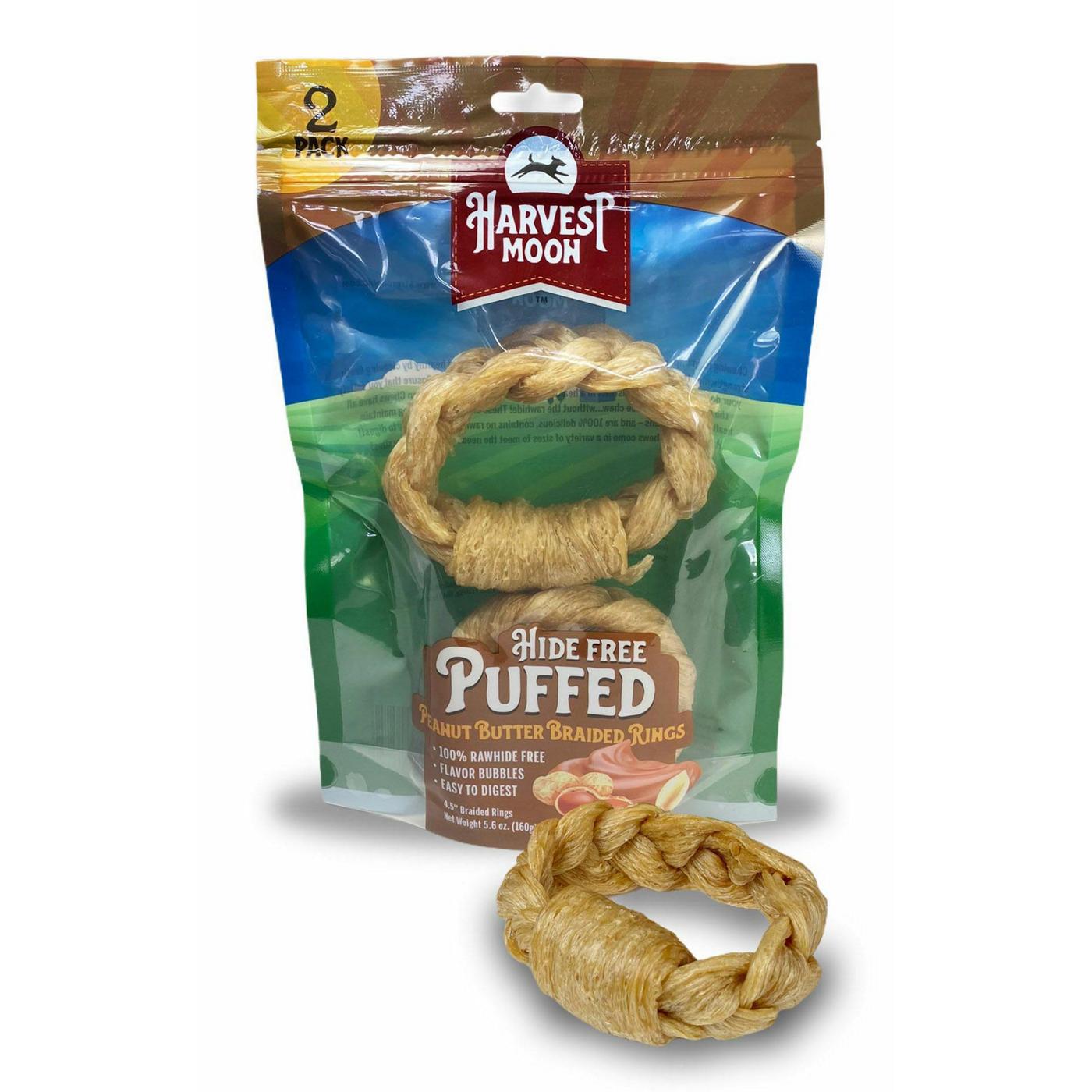 Harvest Moon Peanut Butter Puffed Braided Rings for Dogs; image 1 of 3