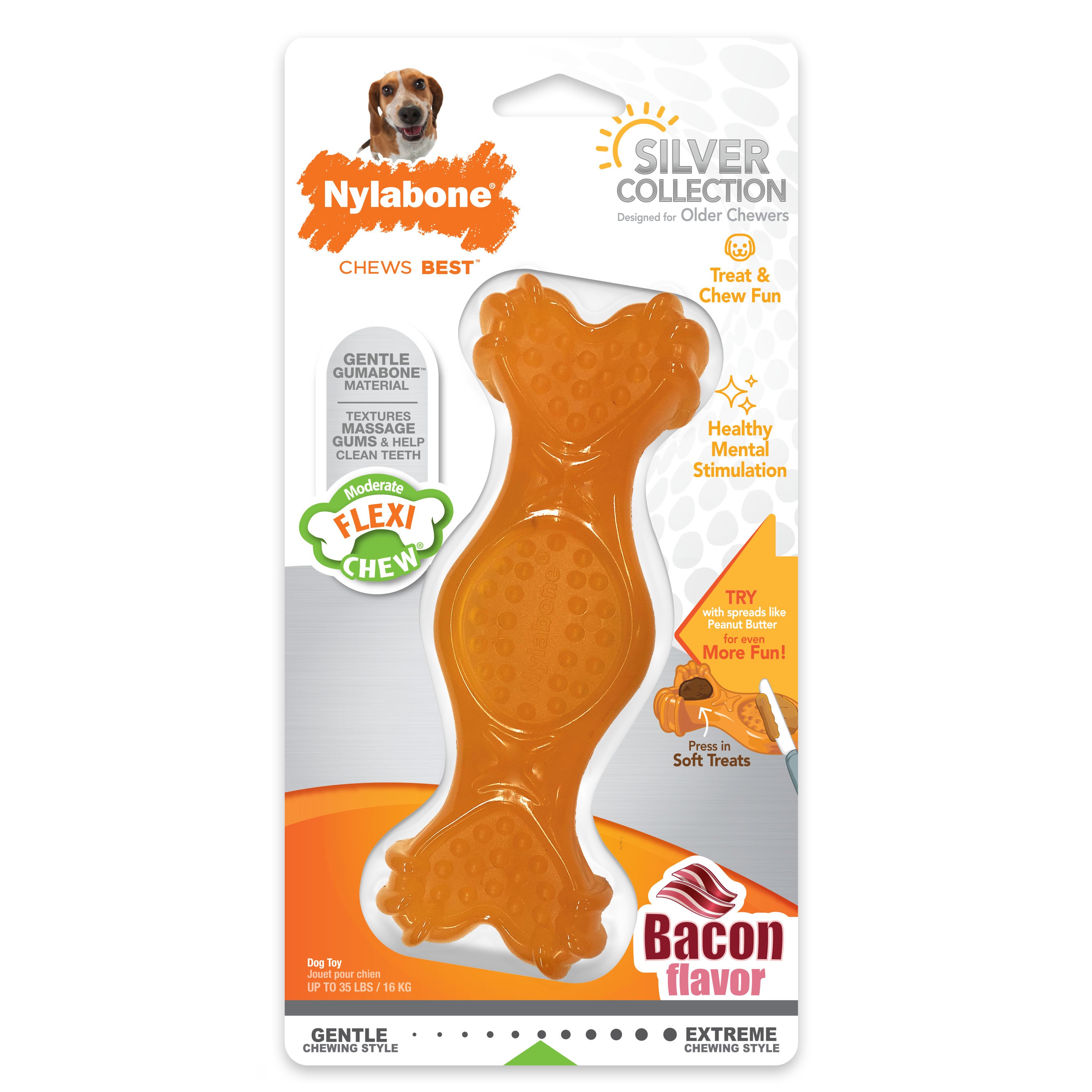 Nylabone Flexi Chew Fill & Treat Bacon Flavor Dog Chew Toy Shop Plush