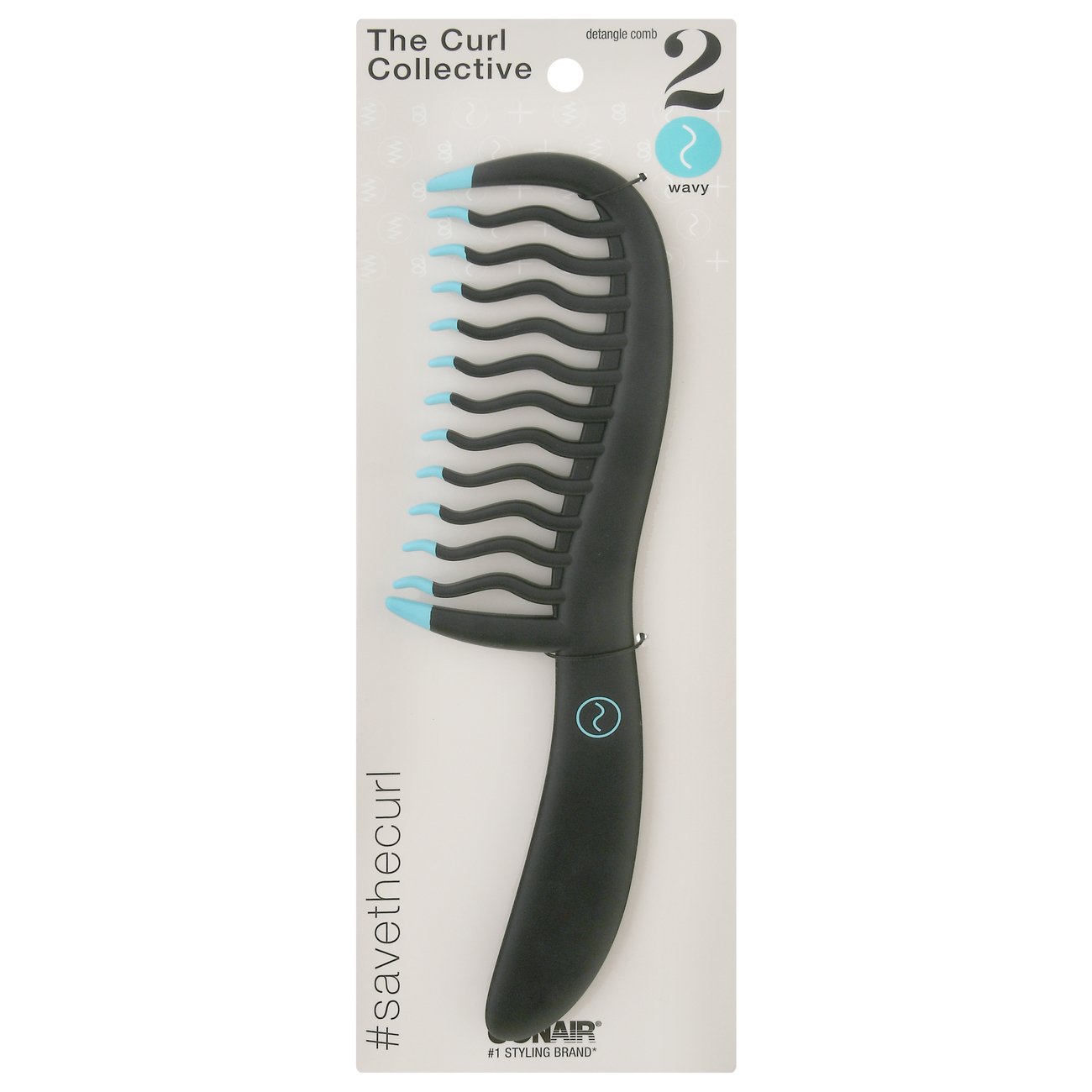Conair Curl Collective Wavy Hair Black Comb Blue Tips Shop Brushes & Combs at HEB