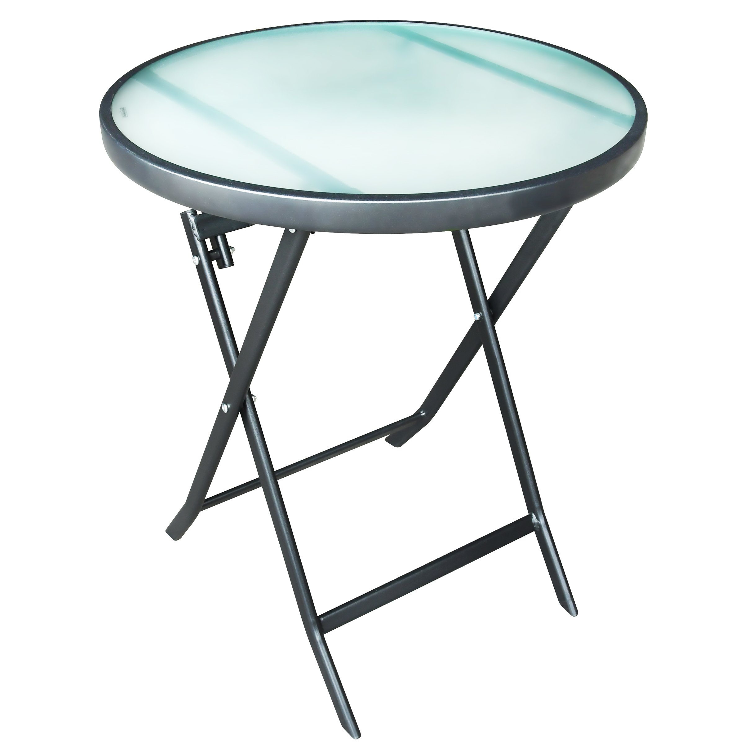 Outdoor Solutions Folding Glass Patio Accent Table Shop Tables at HEB