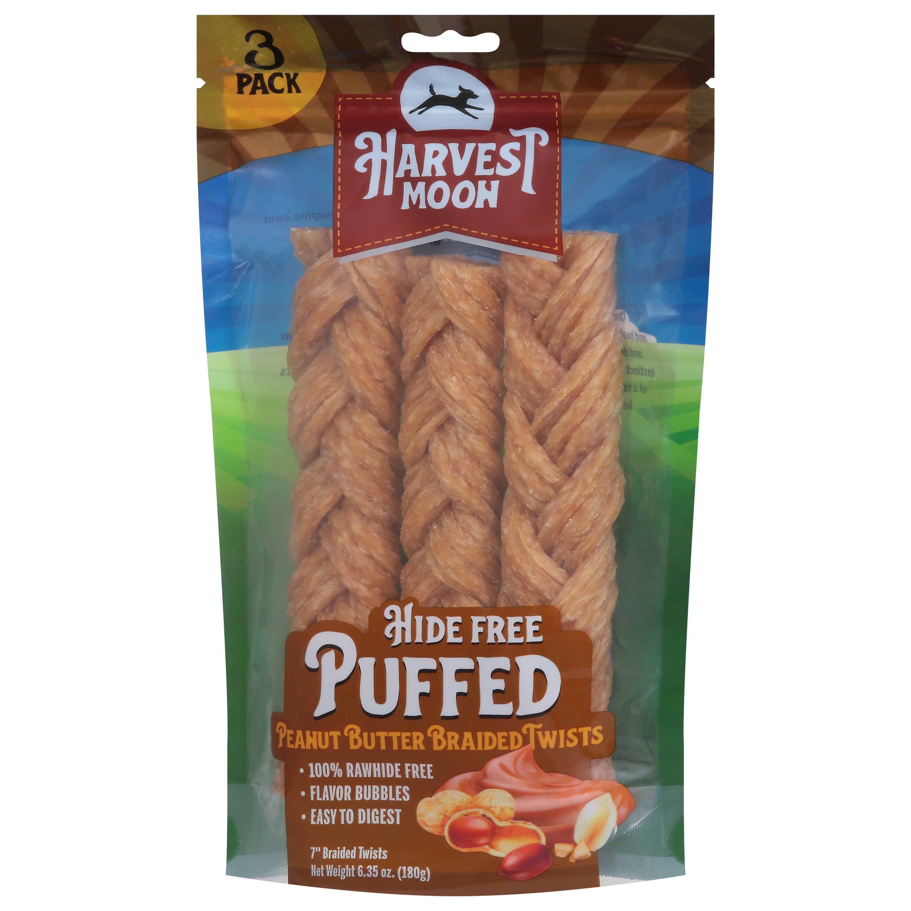 Harvest Moon Puffed Peanut Butter Braided Twists Dog Treats Shop