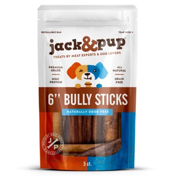 Jack & Pup 6" Bully Sticks Dog Chews, 5 ct