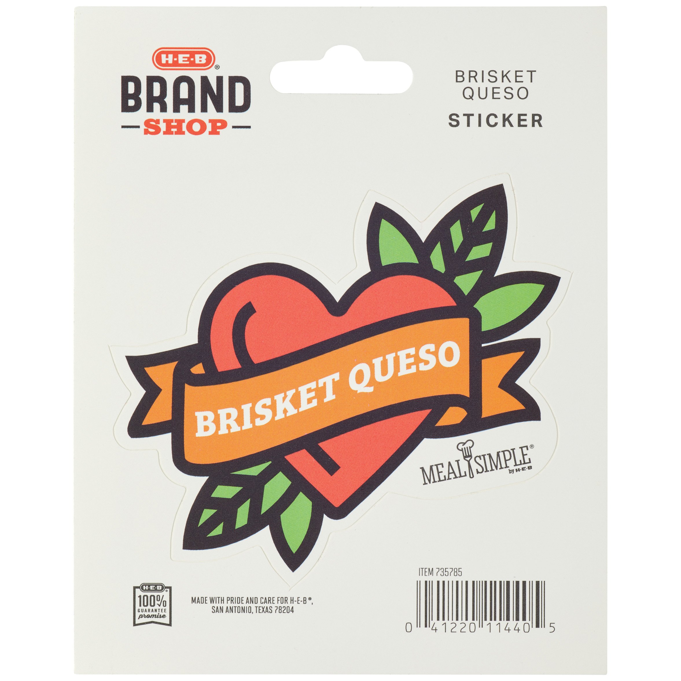 HEB Brand Shop Brisket Queso Heart Sticker Red Shop Seasonal