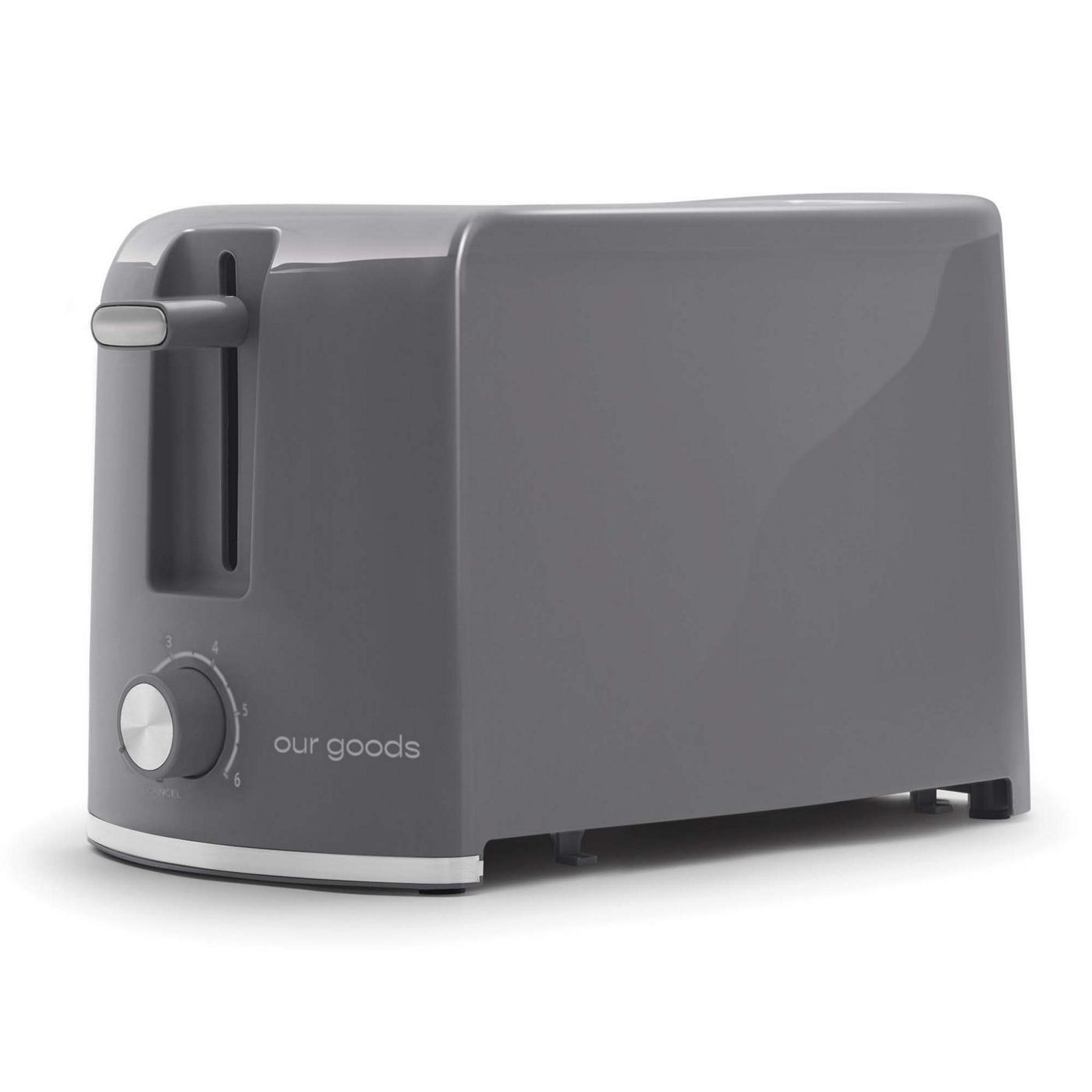 our goods 2 Slice Toaster - Pebble Gray; image 1 of 3