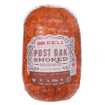 H-E-B Deli Post Oak-Smoked Chicken Breast, Custom Sliced