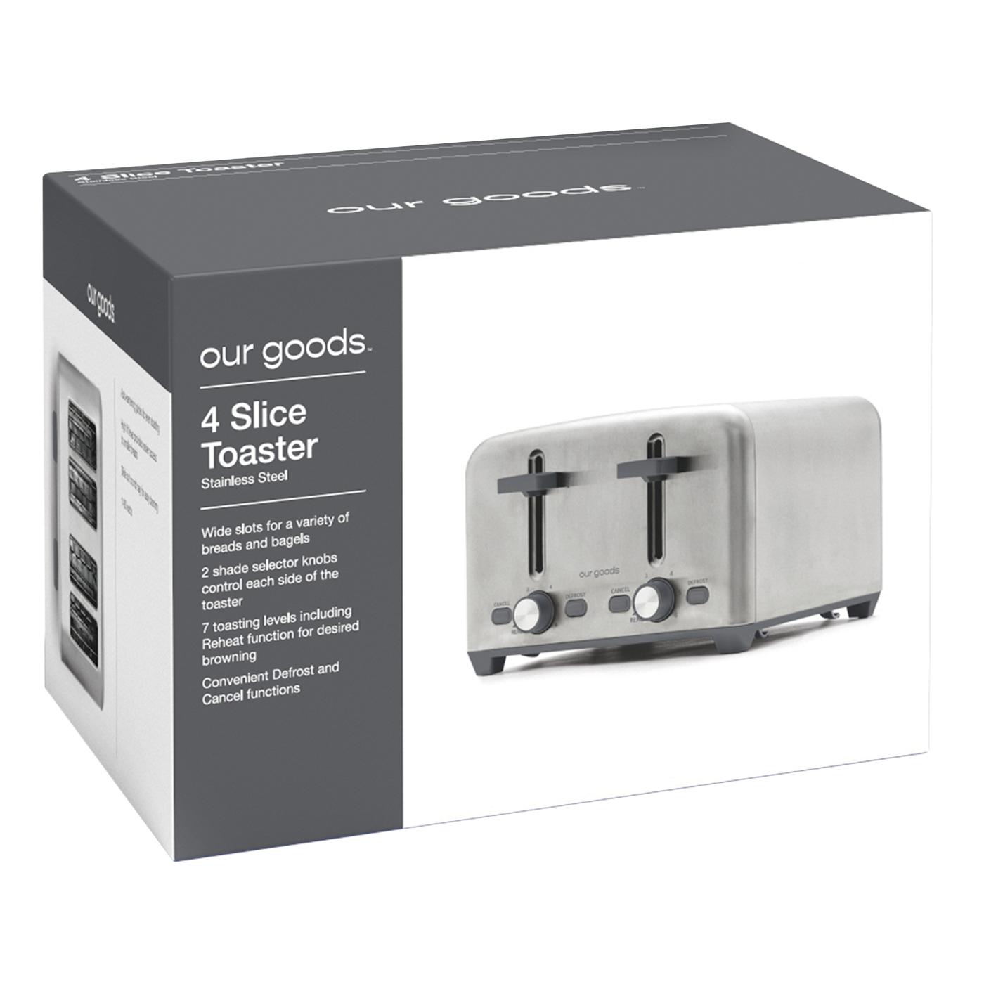 our goods 4 Slice Toaster - Stainless Steel; image 2 of 3