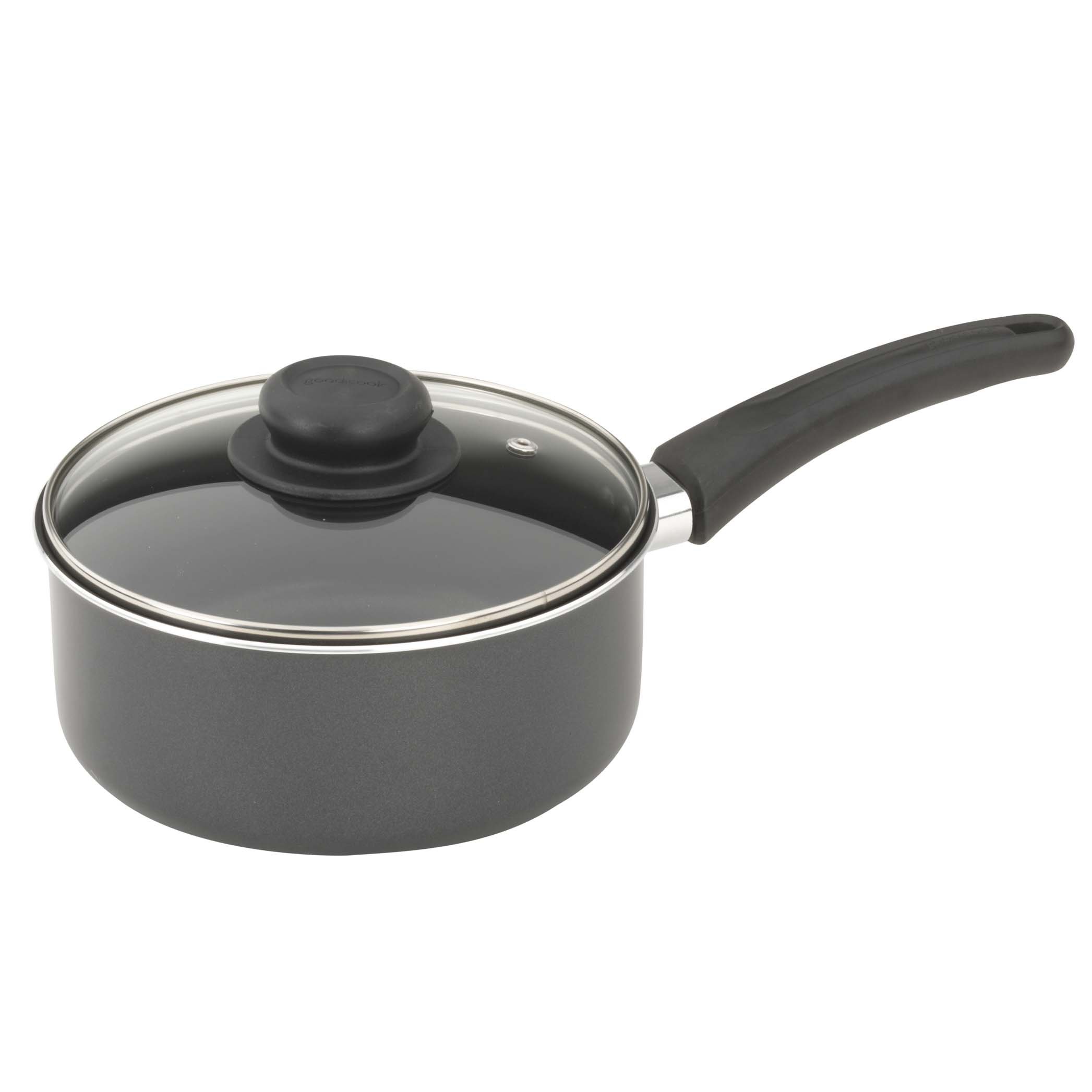 our goods Non-Stick Saucepan with Glass Lid - Pebble Gray - Shop Stock Pots  & Sauce Pans at H-E-B