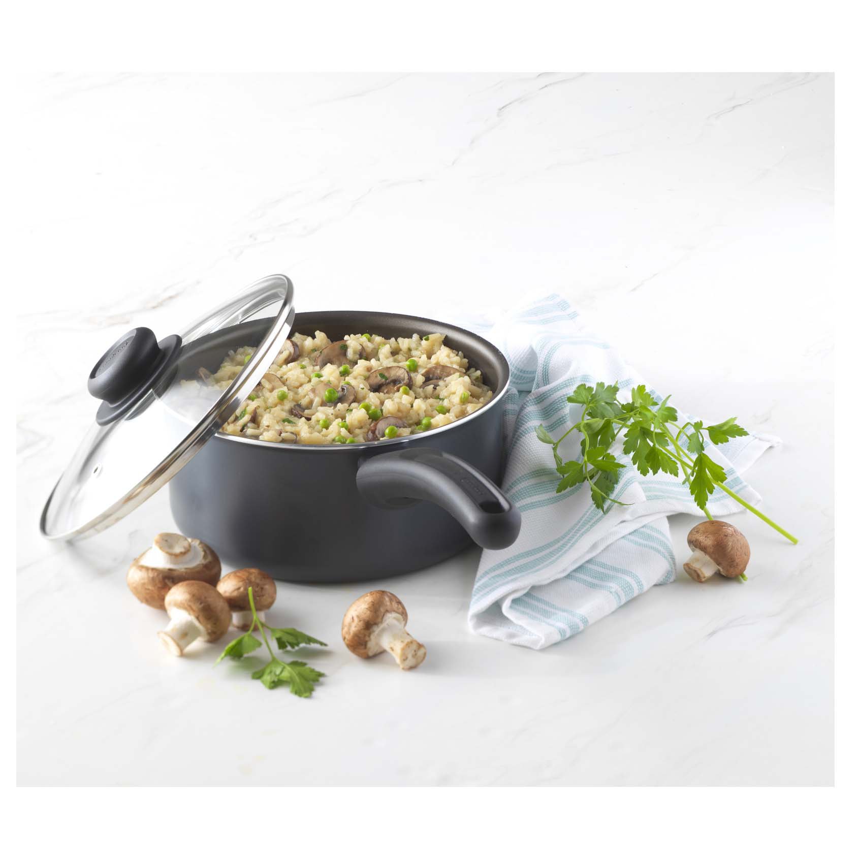 our goods Non-Stick Saucepan with Glass Lid - Pebble Gray - Shop Stock Pots  & Sauce Pans at H-E-B