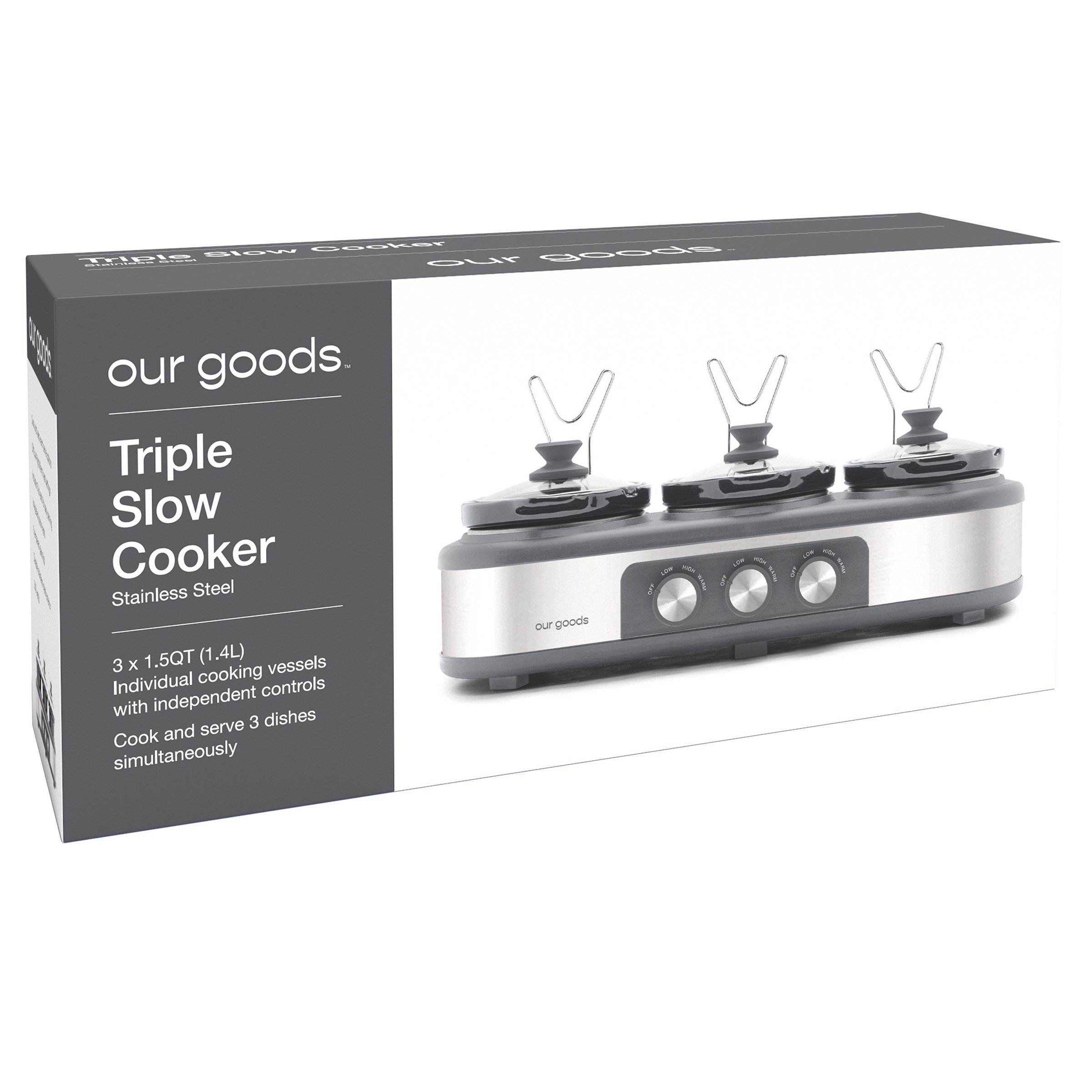 our goods Triple Slow Cooker - Stainless Steel - Shop  display picture 1