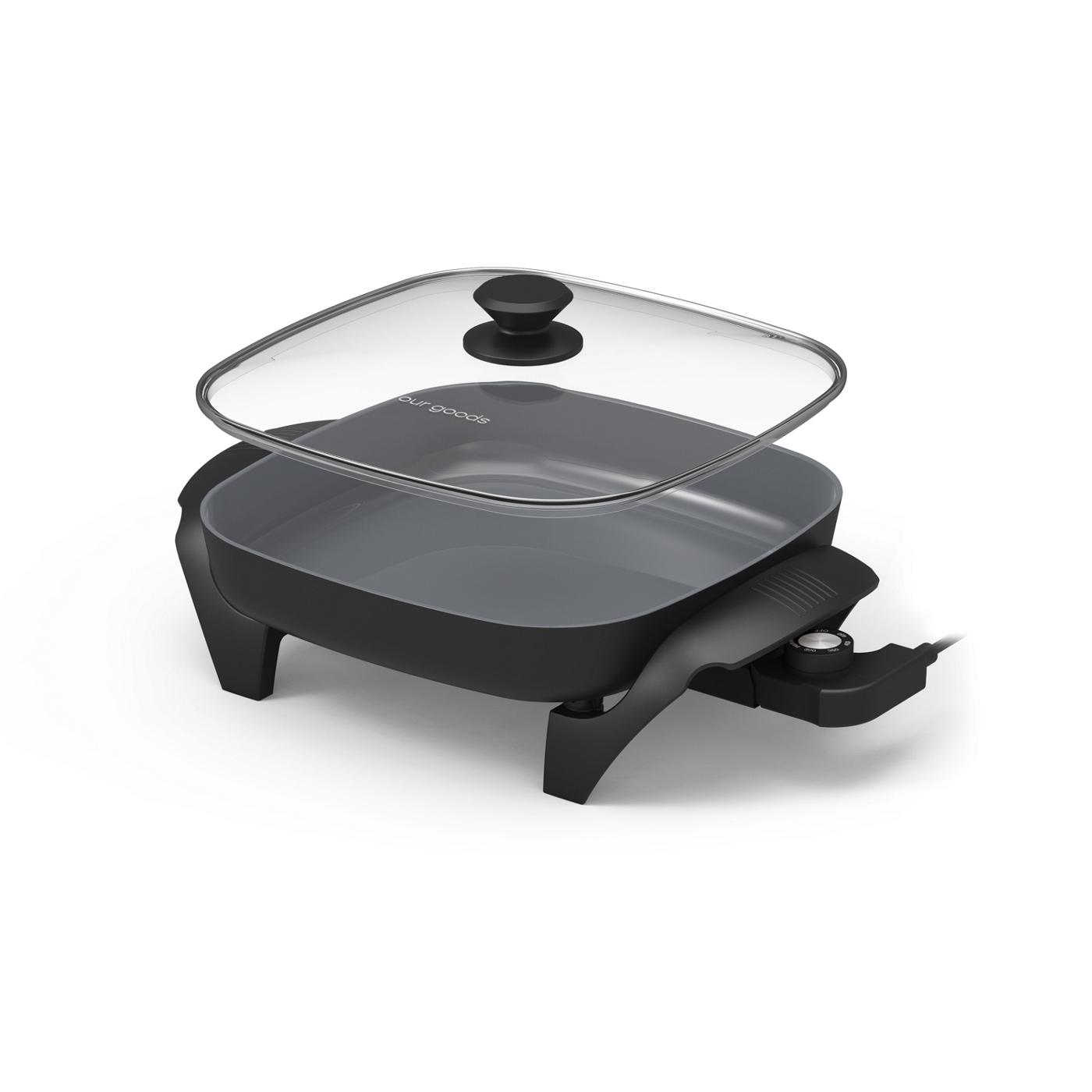 our goods Electric Skillet with Glass Lid Black Shop Cookers