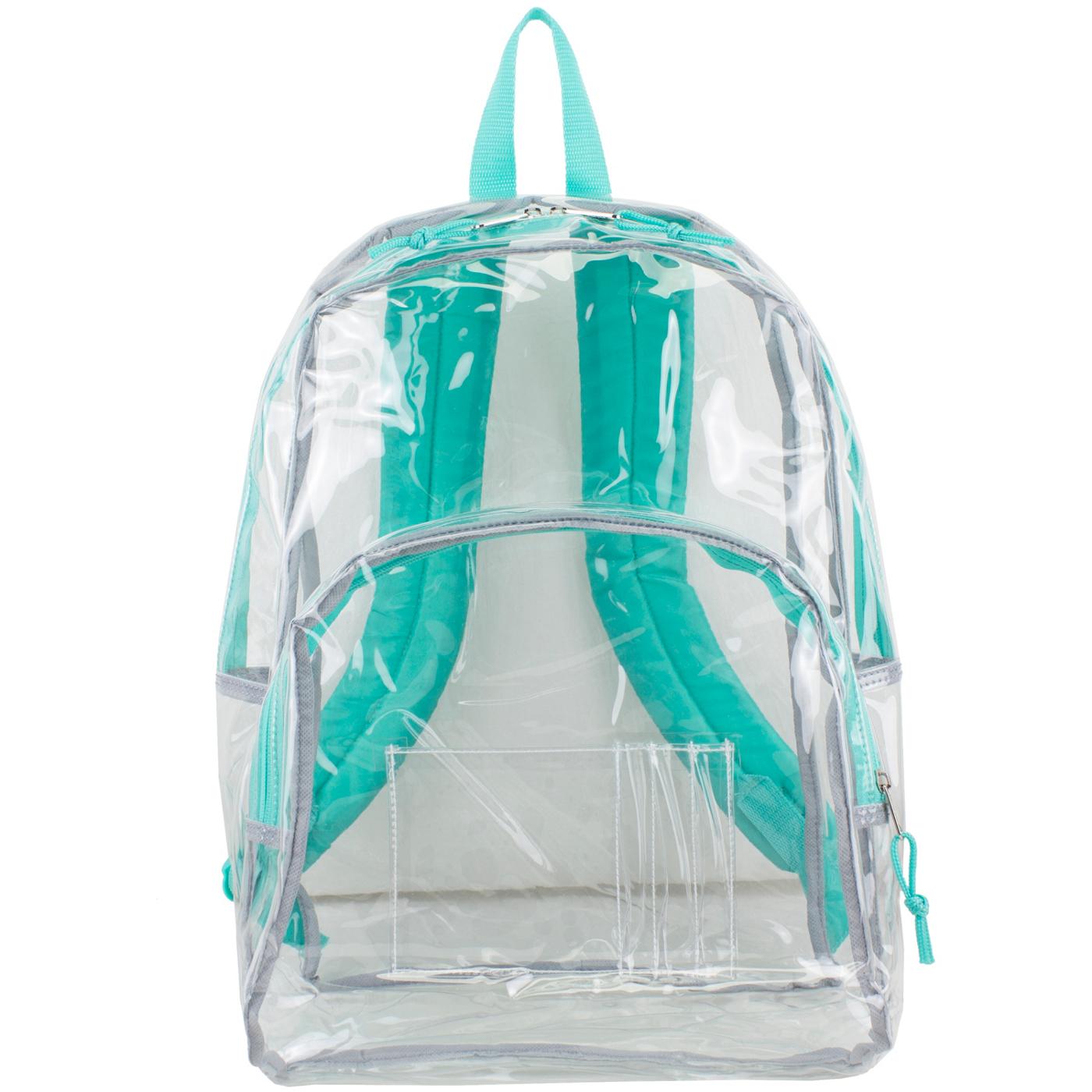 Eastsport Transparent Large Backpack with Turquoise Straps; image 1 of 4